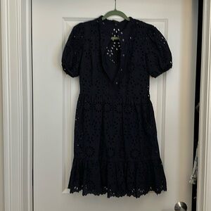 J. Crew Eyelet Dress with slip Size XS Navy Blue